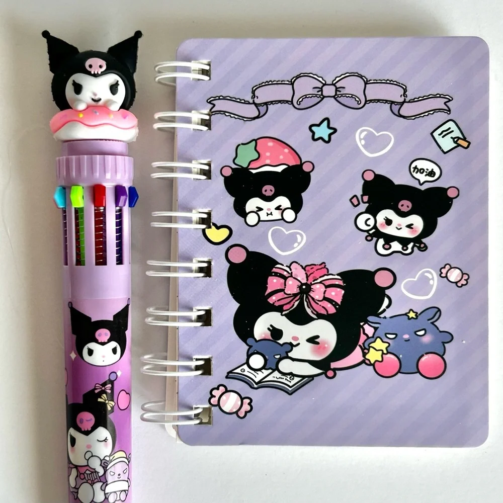 💜Kuromi 10-color topper pen with small spiral notebook - Picture 1 of 2